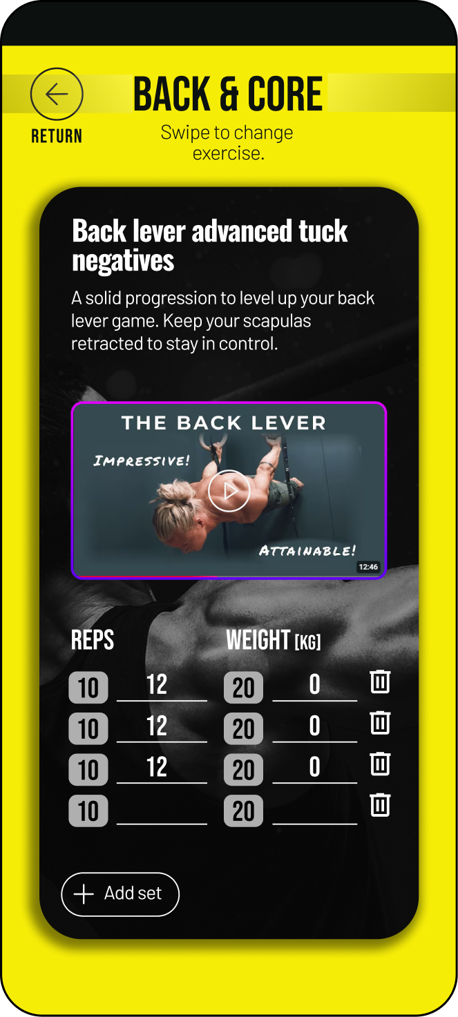 Exercise screen
